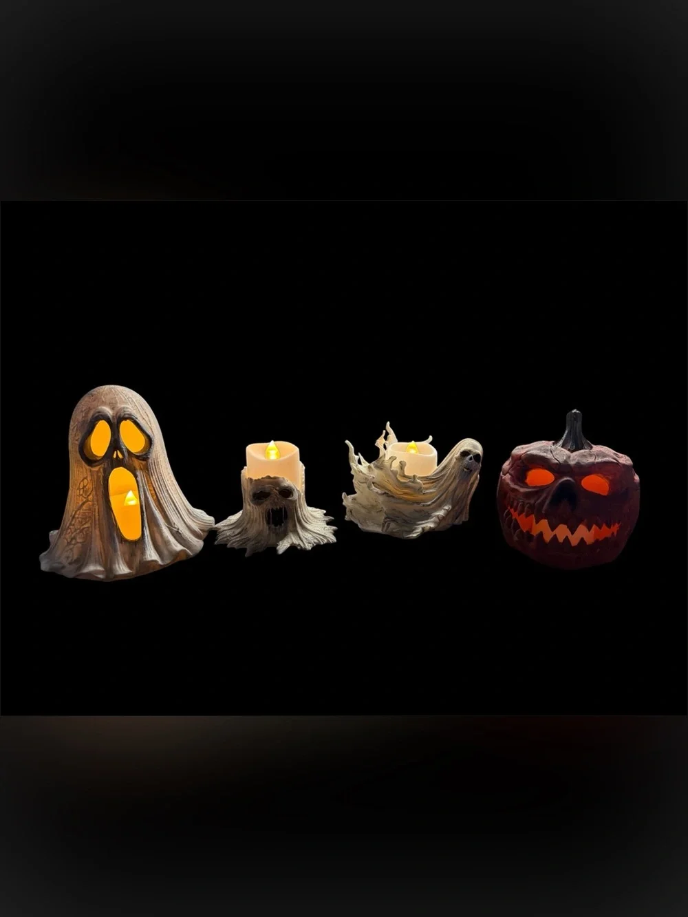 Spooky Ghost Tea Light Holder Set of 4. 3D Printed & Hand Painted NWOT